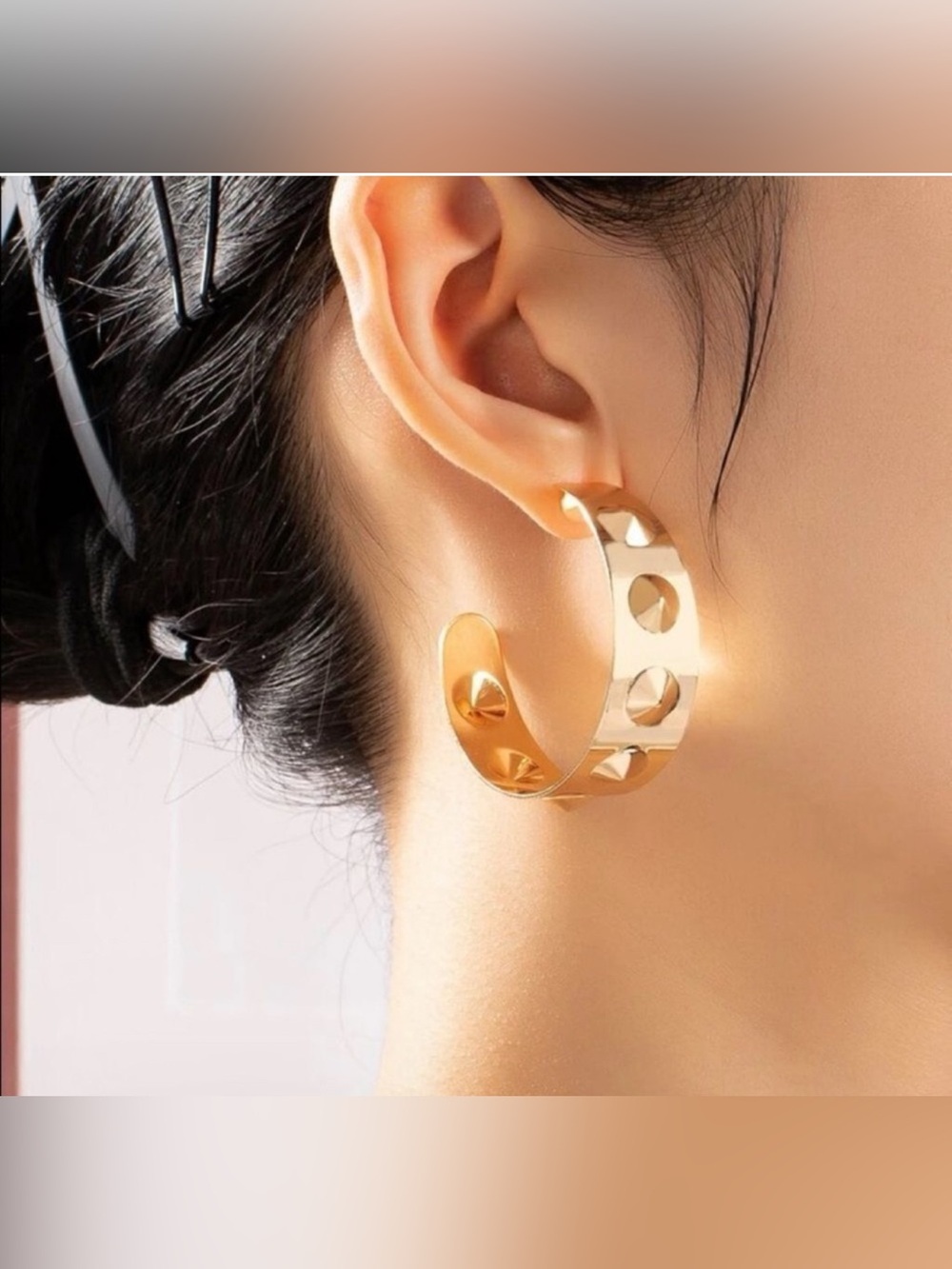 Gold Spiked Hoop Earrings | Bold Modern Statement